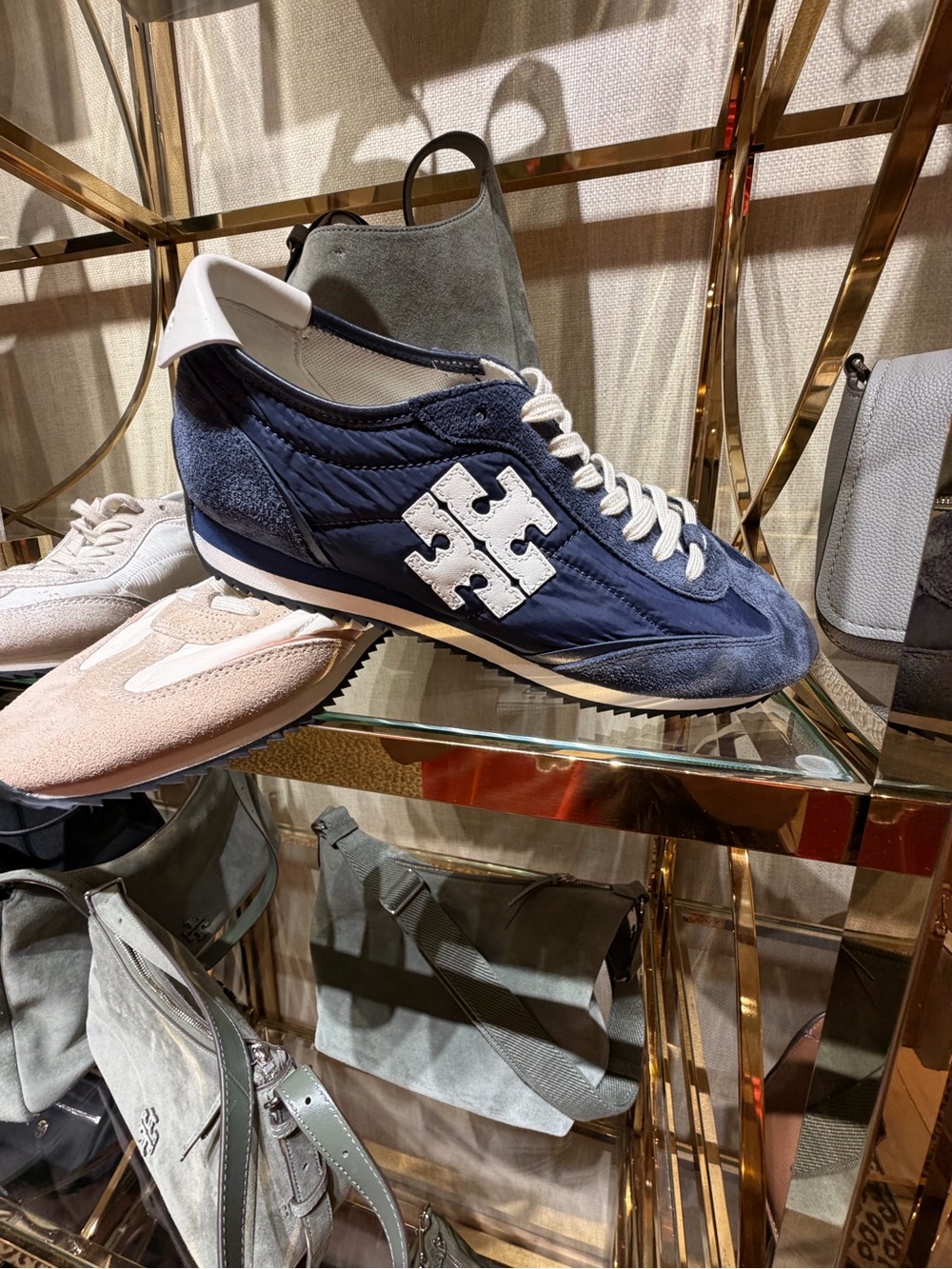 Tory Burch Women's Vintage Nylon Runner unisex navy blue light. new